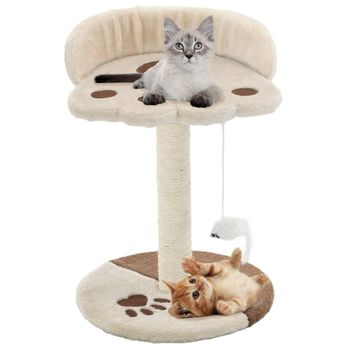 Rascador Para Gatos Con Poste De Sisal 40 Cm Beige Y Marrón