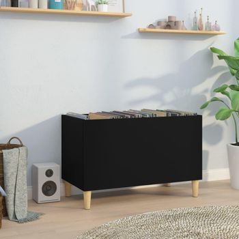 Mueble Para Discos Madera Contrachapada Negro 74,5x38x48 Cm