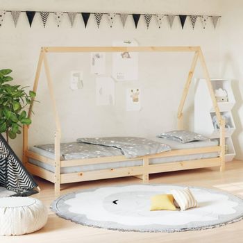 Estructura De Cama Para Niños Madera Maciza De Pino 90x200 Cm