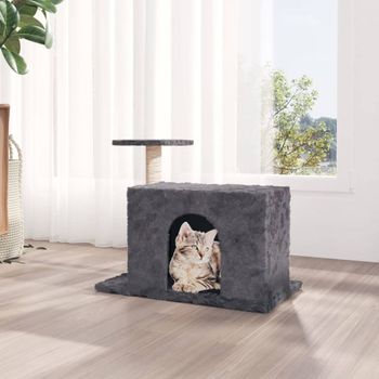 Rascador Para Gatos Con Postes De Sisal Gris Oscuro 51 Cm