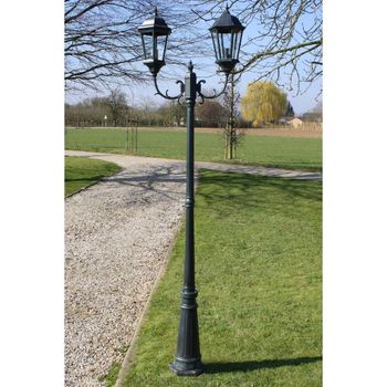 Farola De Jardín 2 Brazos 230 Cm Verde Oscuro/negro Aluminio