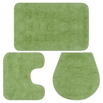 Conjunto De Alfombrillas De Baño De Tela 3 Piezas Verde