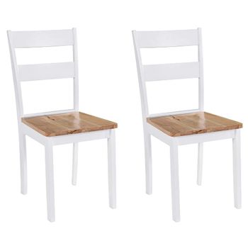 Sillas De Comedor 2 Unidades Madera Maciza De Caucho Blanco