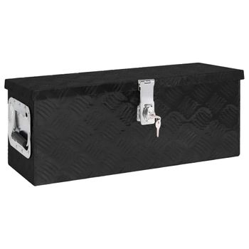 Caja De Almacenaje De Aluminio Negro 60x23,5x23 Cm