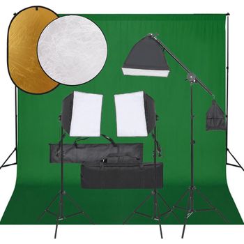 Kit De Estudio Fotográfico Con Set De Luces, Fondo Y Reflector