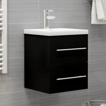 Mueble Con Lavabo Madera De Ingeniería Negro