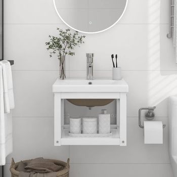 Estructura De Baño Con Lavabo Incorporado Hierro Blanco