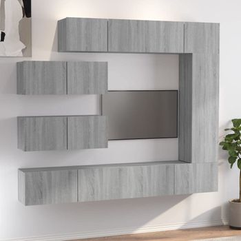 Set De Muebles Para Tv 7 Pzas Madera Contrachapada Gris Sonoma