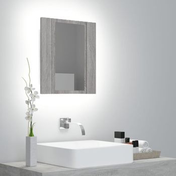 Armario De Baño Con Espejo Led Madera Gris Sonoma 40x12x45 Cm