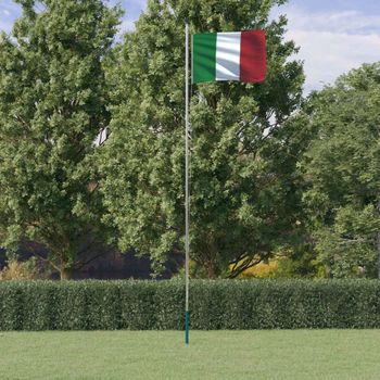 Mástil Y Bandera De Italia Aluminio 6,23 M