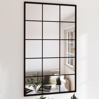 Espejos De Pared 2 Uds Metal Negro 100x60 Cm