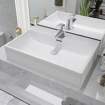 Lavabo Con Orificio Para Grifo Cerámica 60,5x42,5x14,5 Cm Blanco