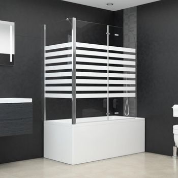 Mampara De Baño Vidrio Templado A Rayas 120x68x130 Cm