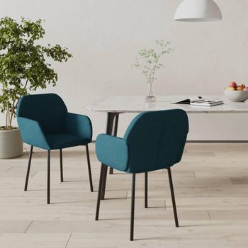 Sillas De Comedor 2 Unidades Terciopelo Azul