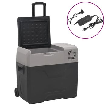 Nevera Con Ruedas Y Adaptador Polipropileno Negro Y Gris 40 L