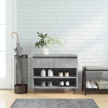 Mueble Zapatero Madera Contrachapada Gris Hormigón 70x36x60 Cm