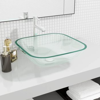 Lavabo De Vidrio Transparente 42x42x14 Cm