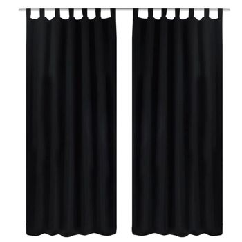 2 Cortinas Negras Micro-satinadas Con Trabillas, 140 X 225 Cm