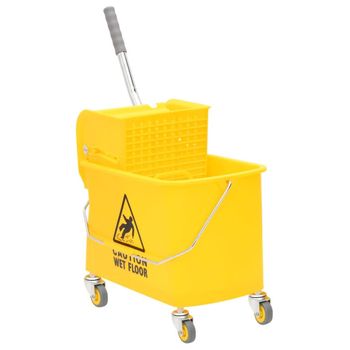 Cubo Para Fregona Con Escurridor Y Ruedas Pp Amarillo 20 L