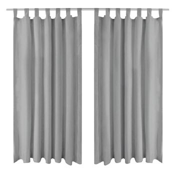 Cortinas De Micro-raso Con Bucles 2 Unidades 140x225 Cm Gris