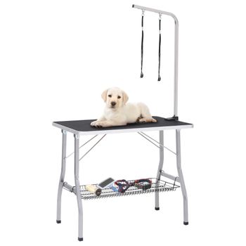 Mesa De Aseo Ajustable Para Perros Con 2 Lazos Y Cesta