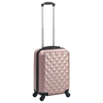 Maleta Con Ruedas Trolley Rígida Rosa Dorado Abs