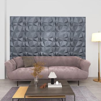 Paneles De Pared 3d 48 Unidades Gris Diamante 12 M² 50x50 Cm