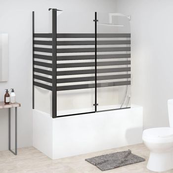 Mampara De Baño A Rayas Vidrio Templado 120x68x130 Cm