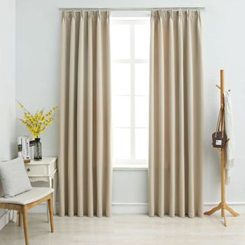 Cortinas Opacas Con Ganchos 2 Unidades Beige 140x245 Cm