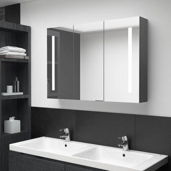 Mueble De Baño Con Espejo Led 89x14x62 Cm