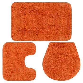 Conjunto De Alfombrillas De Baño De Tela 3 Piezas Naranja