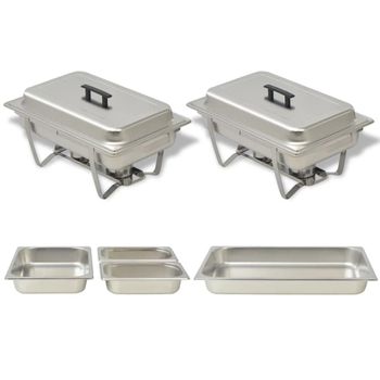 Set Calentador De Comida Para Buffet 2 Piezas Acero Inoxidable