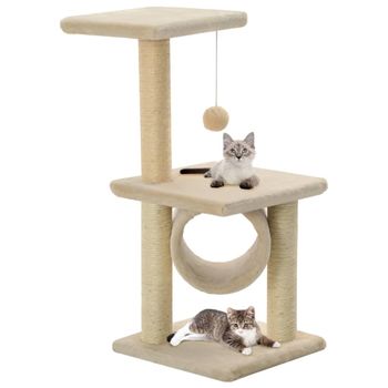 Rascador Para Gatos Con Poste Rascador De Sisal 65 Cm Beige