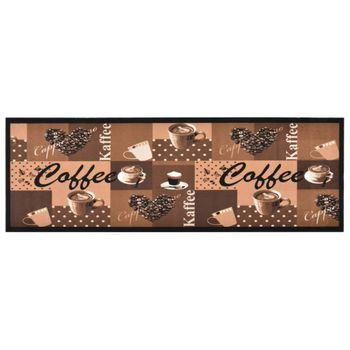 Alfombra De Cocina Lavable Coffee Marrón 45x150 Cm