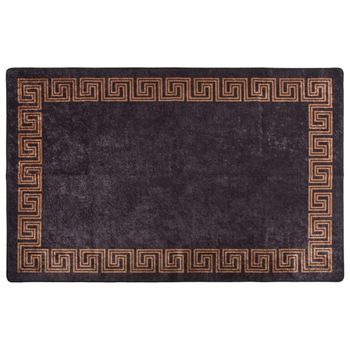 Alfombra Lavable Antideslizante Negro Y Dorado 80x150 Cm