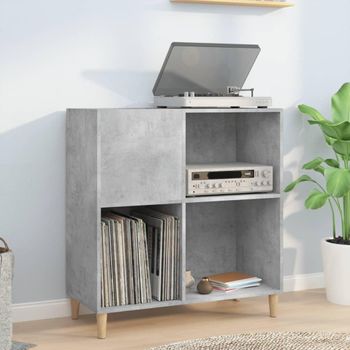 Mueble Discos Madera Contrachapada Gris Hormigón 84,5x38x89 Cm