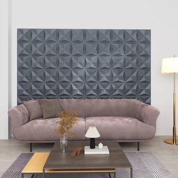 Paneles De Pared 3d 12 Unidades Gris Origami 3 M² 50x50 Cm