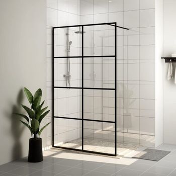 Mampara Ducha Accesible Vidrio Esg Transparente Negro 100x195cm