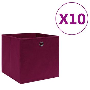 Cajas Almacenaje 10 Uds Tela No Tejida Rojo Oscuro 28x28x28 Cm