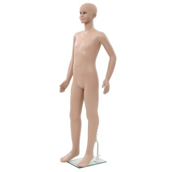 Maniquí De Cuerpo Entero De Niño Con Base Vidrio Beige 140 Cm