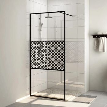 Mampara De Ducha Accesible Vidrio Esg Claro Negro 80x195 Cm