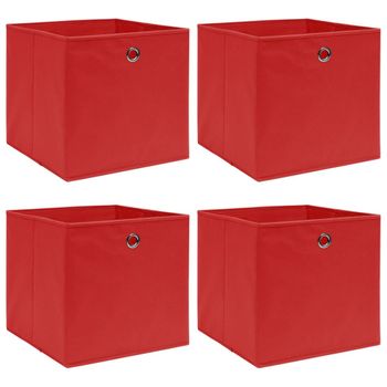 Cajas De Almacenaje 4 Uds Tela Rojo 32x32x32 Cm