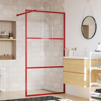 Mampara Puerta De Ducha Vidrio Transparente Esg Rojo 100x195 Cm