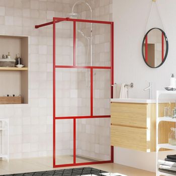 Mampara Puerta De Ducha Vidrio Transparente Esg Rojo 80x195 Cm