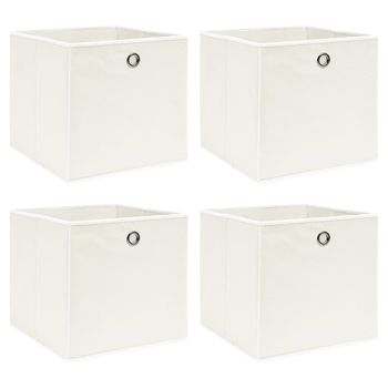 Cajas De Almacenaje 4 Uds Tela Blanco 32x32x32 Cm