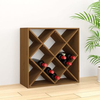 Botellero Madera Maciza De Pino Marrón Miel 62x25x62 Cm