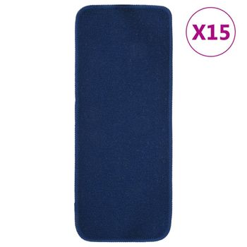 Alfombrilla De Escalera 15 Uds Azul Marino Rectangular 60x25 Cm