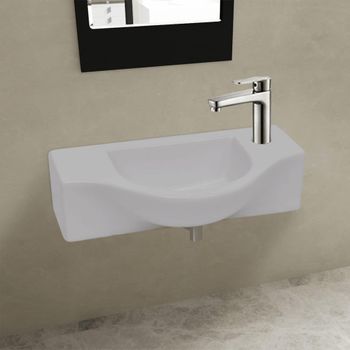 Lavabo De Cerámica Blanco Con Agujero Para Grifo