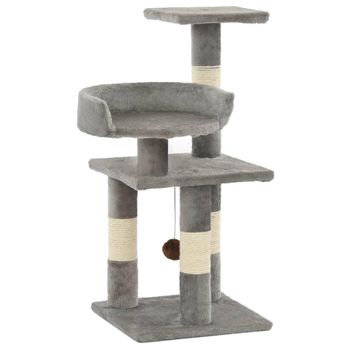 Rascador Para Gatos Con Postes De Sisal 65 Cm Gris