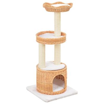 Rascador Para Gatos Con Poste De Sisal Madera Natural De Sauce